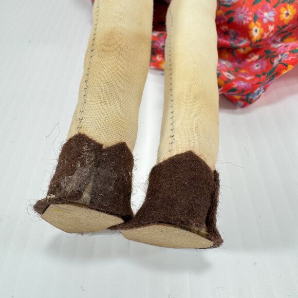 Vintage Fabric Cloth Doll Holding Lamb Southwest Decor Handmade Folk Art - Picture 10 of 11